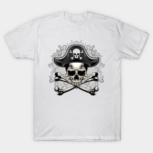 Grey Smoke Skull Pirates T-Shirt